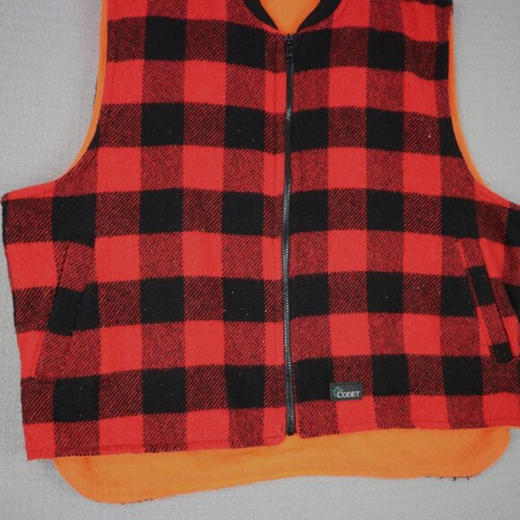 Codet Canada Red Flannel Thick Reversible Vest Vintage - Picture 3 of 8